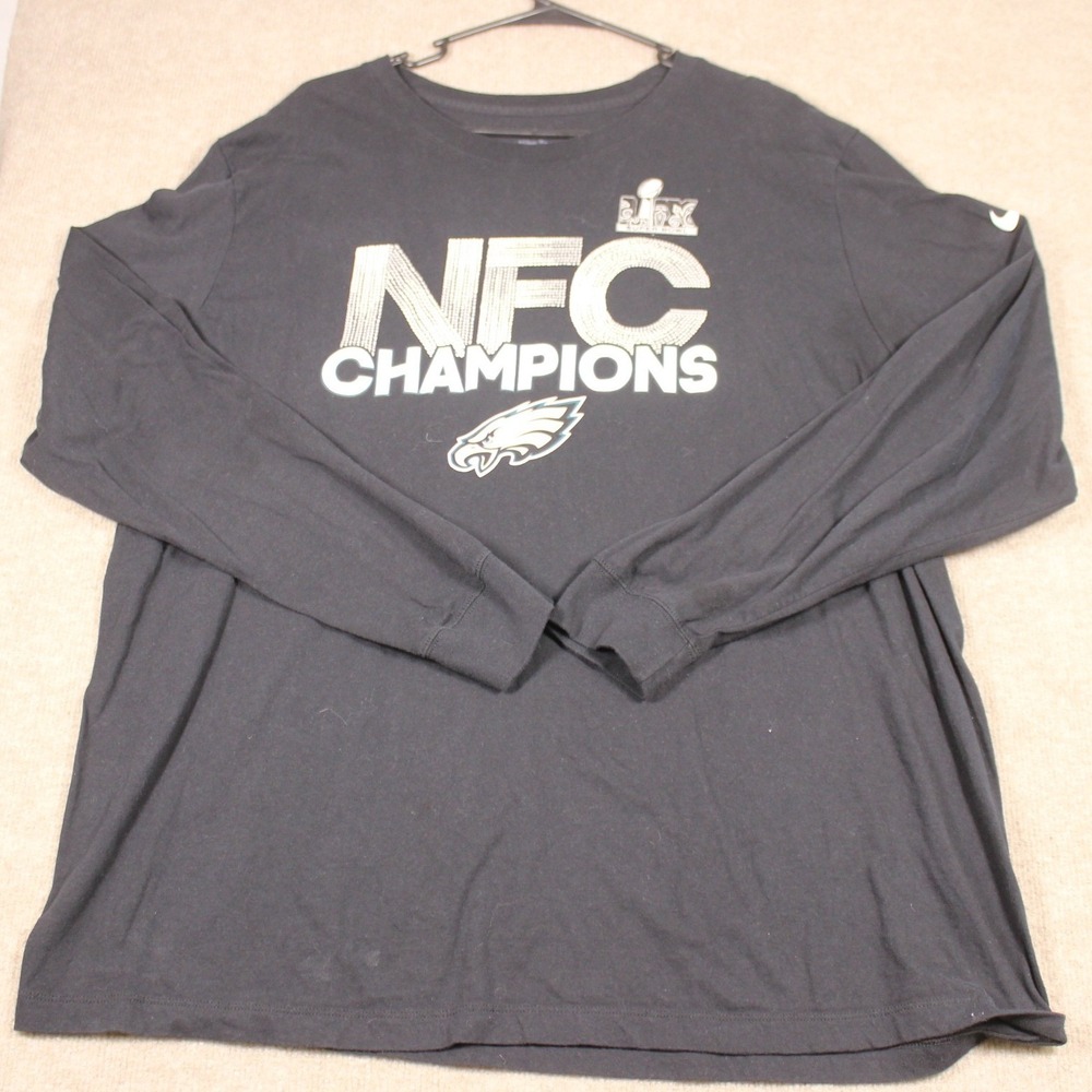 Nike Mens XXL Black Long Sleeve T-Shirt Crewneck Cotton Blend Solid Tee